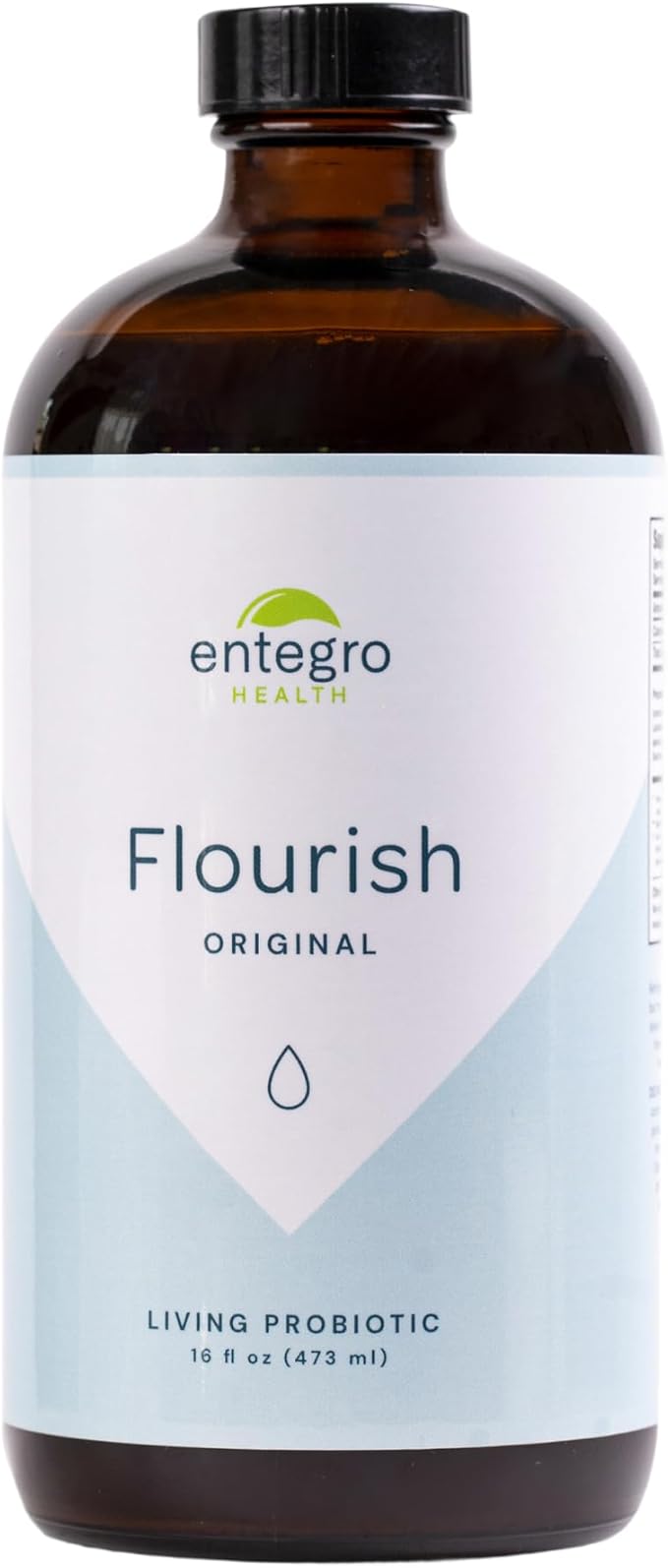 ENTEGRO Flourish Original Liquid Probiotic &amp Postbiotic Supplement - Plastic | 11 Live Cultures | Gut &amp Digestive Health for Women Men Kids | Organic Vegan Allergen Free | USA Made | 16 fl