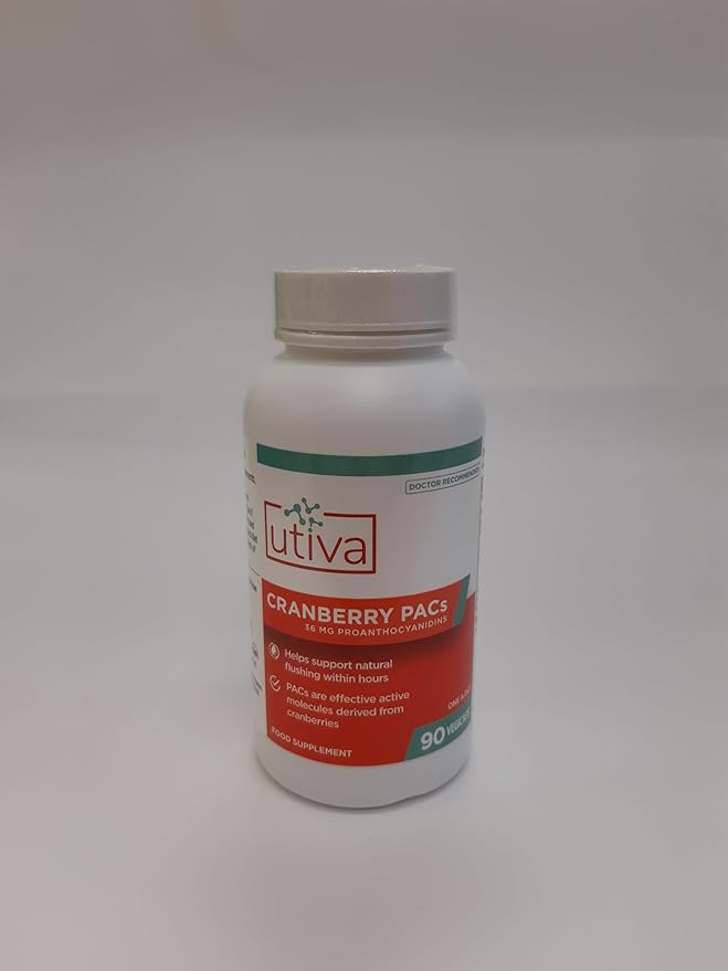 Utiva Cranberry PACs – Clinically Studied Ingredients 36mg PACs for UTI Avoidance - Supplement for Urinary Tract Health for Women and Men – Cranberry Extract Pills for Bladder Health 90 Vegi Capsules