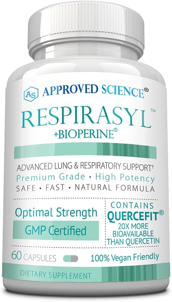 Approved Science® Respirasyl - Lung and Respiratory Support - with Quercefit Vitamins ACD BioPerine - 60 Capsules - Made in the USA