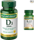 Nature's Bounty Vitamin D Supports Immune Health &amp Bone Health &amp Vitamin B12 1000mcg Supports Energy Metabolism and Nervous System Health Vitamin Supplement 100 Tablets