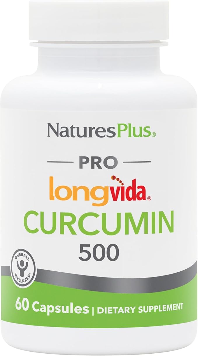 NaturesPlus PRO Longvida Curcumin 500 mg - 60 Capsules - Promotes Healthy Free Radical Protection - Non-GMO Vegan &amp Gluten Free - 60 Servings