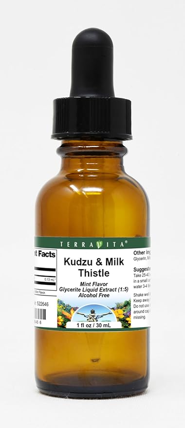 Kudzu &amp Milk Thistle Glycerite Liquid Extract (1:5) - Mint Flavored (1 oz ZIN: 522646) - 3 Pack