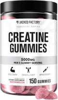 Jacked Factory Creatine Monohydrate Gummies 5g Daily Dose (1g per Gummy) - Creatine Gummy for Men and Women Vegan-Friendly Travel-Friendly Third-Party Tested - 150 Gummies Watermelon