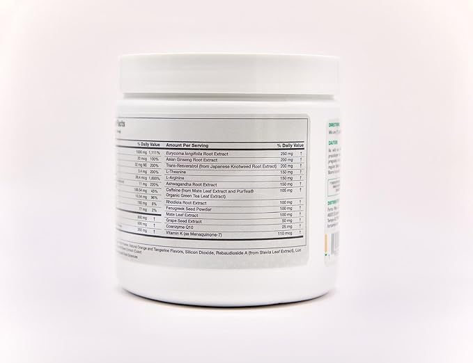 Energy and Mood Support – Citrus Orange Powder – Sugar-Free Daily Supplement with Ashwagandha Maca Rhodiola Ginseng – Sweetened with Stevia &amp Monk Fruit – 30 Servings