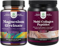 Bundle of High Absorption Magnesium Glycinate Capsules for Calming Sleep Plus Muscle Bone &amp Nerve Support and Multi Collagen Protein Powder for Women and Men - Hair Skin and Nails Vitamins