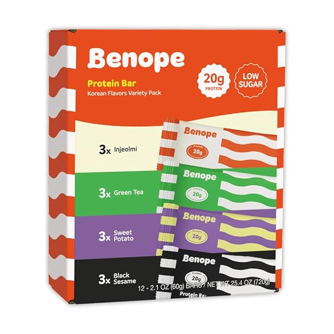 Benope Protein bar Korean Flavors Variety Pack 60g x 12ea high protein low sugar low carb energy bar nutritious snack high protein snacks gluten free