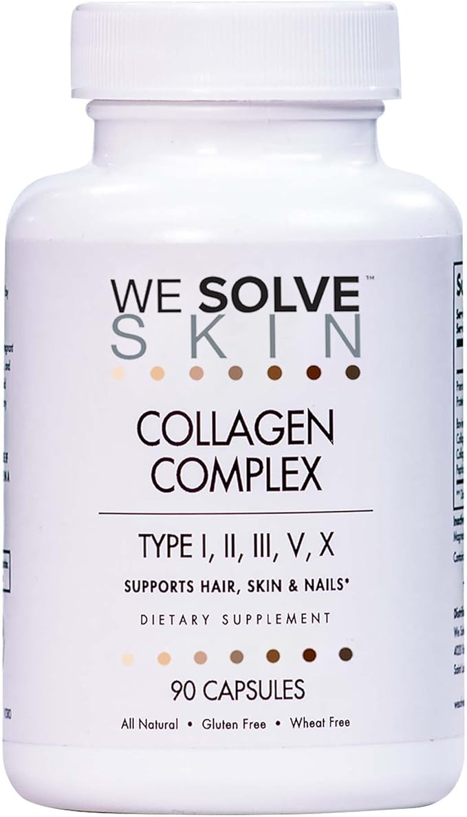 Multi Collagen Peptides Pills for Women &amp Men – 5 Types (I II III V X) – Marine Chicken &amp Bovine Collagen – Supports Hair Skin Nails Joints &amp Bones – Gluten-Free Capsules (90 Count