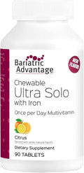Bariatric Advantage Chewable Ultra Solo with Iron - Once-Per-Day Daily Multivitamin - for Bariatric Patients - with Thiamin Vitamin A &amp More - Gluten Free - Citrus - 90 Tablets