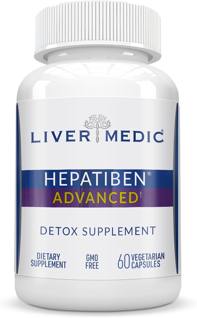 Hepatiben Liver Detox Cleanse Non-GMO w/Digestive Repair. Natural Liver Supplement w/Milk Thistle Silybin NAC Choline Turmeric Berberine L-Glutathione 60CT