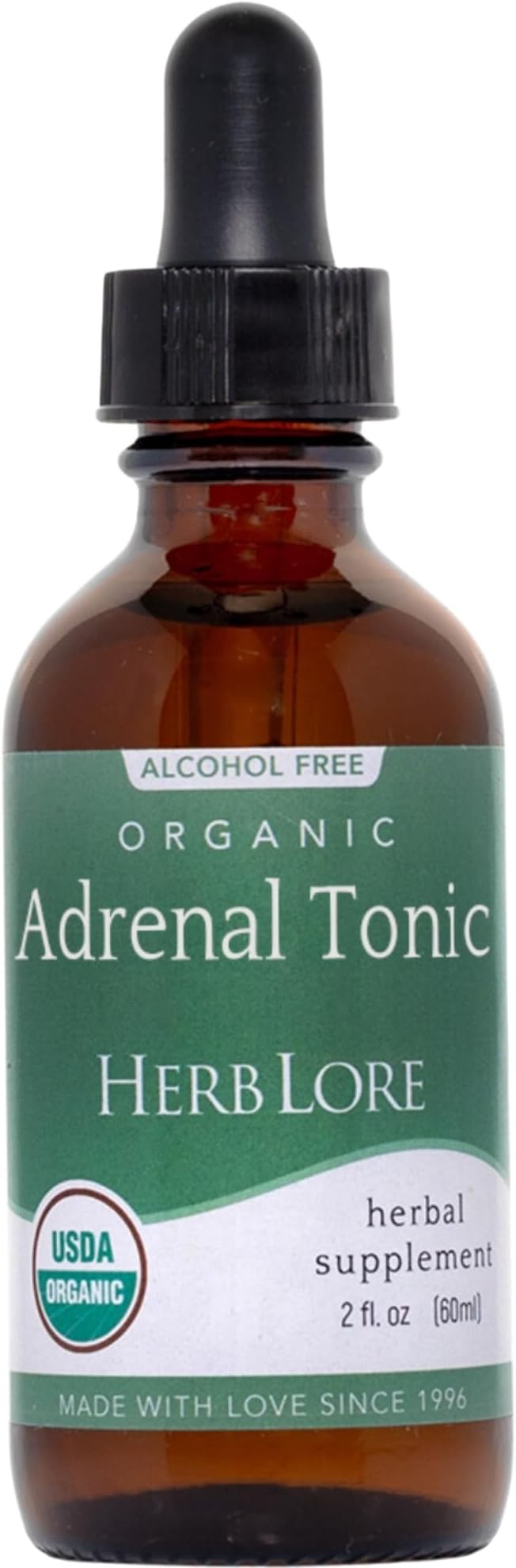 Herb Lore Organic Adrenal Tonic Tincture - Herbal Adrenal Support Supplement - Adaptogen Drops with Ashwagandha Rhodiola Eleuthero Holy Basil and Schisandra - Alcohol Free - Liquid - 2 Fl Oz