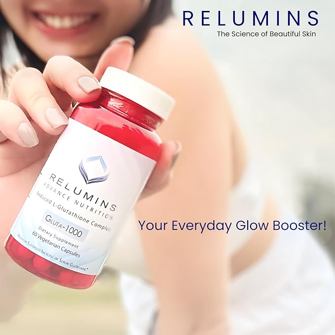 Relumins Premium Collagen &amp Gluta-1000 Bundle - 10 Sachets of Marine Collagen (Pineapple Flavor) + 60 Vegetarian Capsules - Supports Skin &amp Wellness