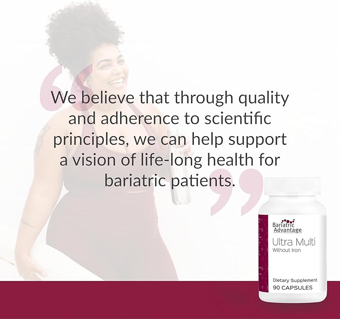 Bariatric Advantage Ultra Multi Without Iron High Potency Daily Multivitamin for Bariatric Surgery Patients with 22 Essential Vitamins and Nutrients - 90 Capsules 30 Servings