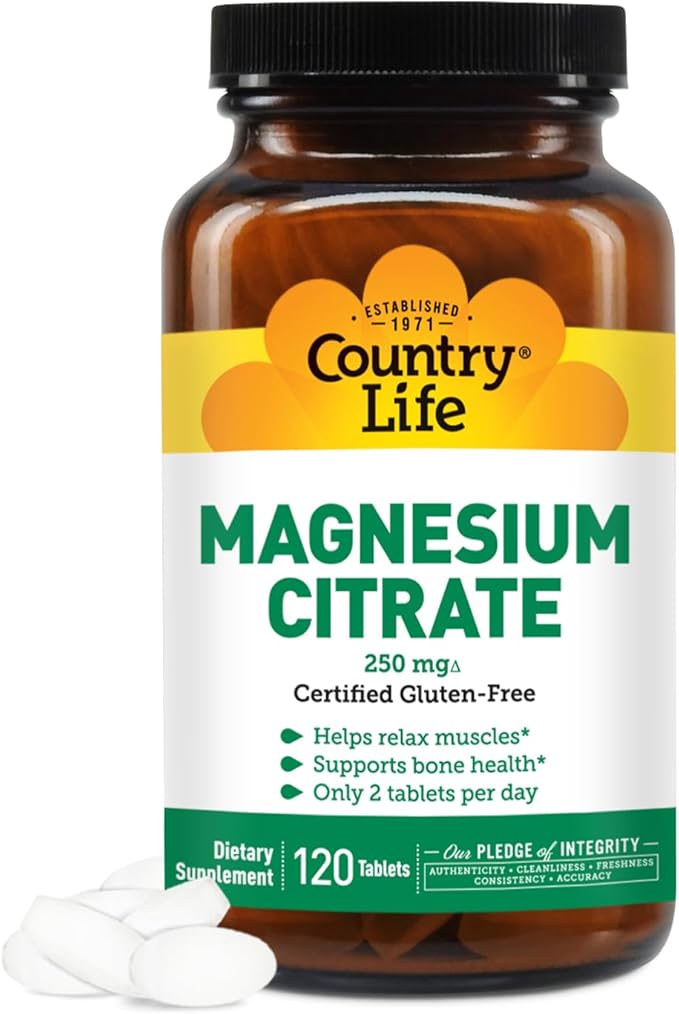 Country Life Coenzyme Vitamin B Complex Caps 240 Capsules and Magnesium Citrate 250 mg 120 Tablets Bundle
