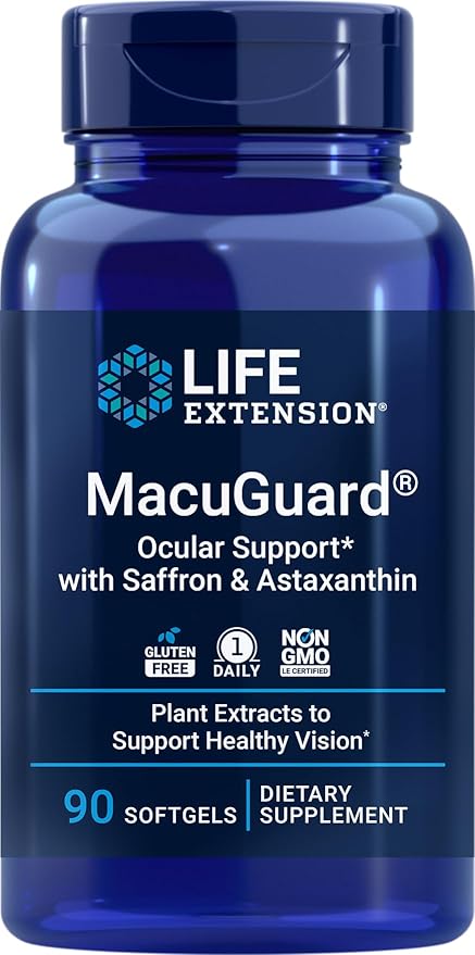 Life Extension MacuGuard Ocular Support 90 softgels with Saffron &amp Astaxanthin