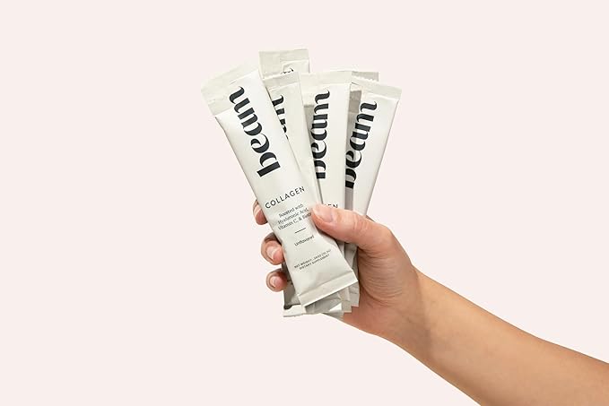 Beam Collagen Powder Collagen for Women Collagen with Hyaluronic Acid Collagen Peptides Type 1 and 3 with Biotin Grass Fed Bovine Third-Party Tested Best for Coffee Vitamin C 5 Servings