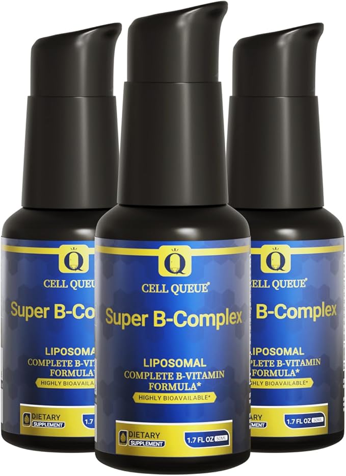 Super B-Complex Liquid Vitamins Liposomal Methyl Vitamin B Milk Thistle Folate B1 Thiamin B2 Riboflavin B3 B5 B6 Biotin B12 - Detox Immune Liver Energy Support 1.7 Fl Oz (3)