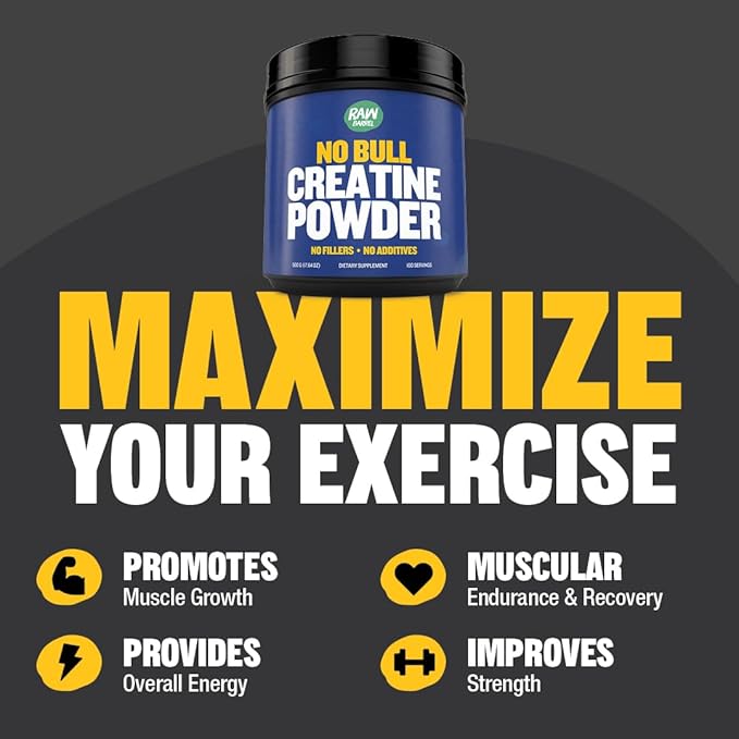 “No Bull” Creatine Powder Bulk Supplements Creatine Monohydrate for Faster Recovery Increased Muscle Volume Strength &amp Power Micronized Creatine for Men &amp Creatine for Women 500g