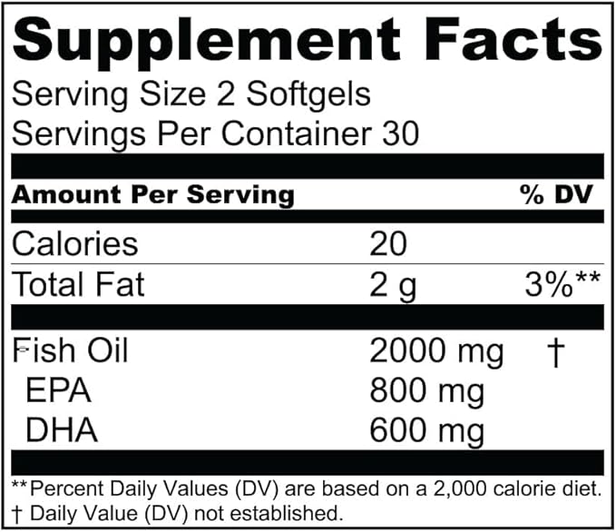 Essential Elements Omega-3 Fish Oil Supplement with EPA &amp DHA | Fatty Acids for Immune Heart &amp Cognitive Support | Omega-3 Fish Oil 120 Softgels (2-Pack)
