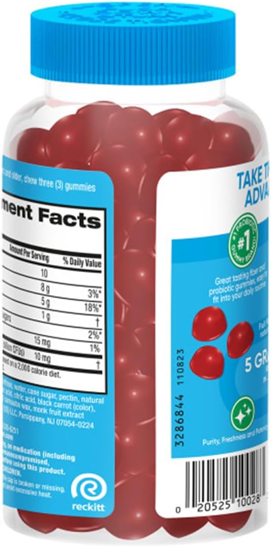 Digestive Advantage Prebiotic Fiber Supplement Strawberry Flavor Gummies with Probiotics for Women &amp Men Digestive Health Adults Regularity and Gut Health 60 Count (3 Pack)
