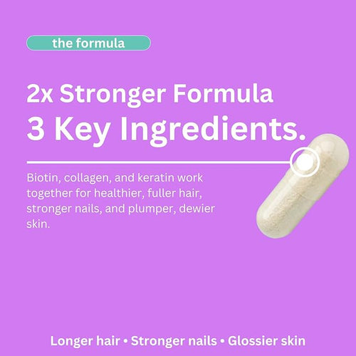 2X Stronger Hair Growth &amp Nail Strength Capsules – 10000 mcg Biotin 620 mg Collagen &amp 100mg Keratin – Thicker Fuller Hair Stronger Nails Radiant Skin – Clinically Proven in 30 Days.