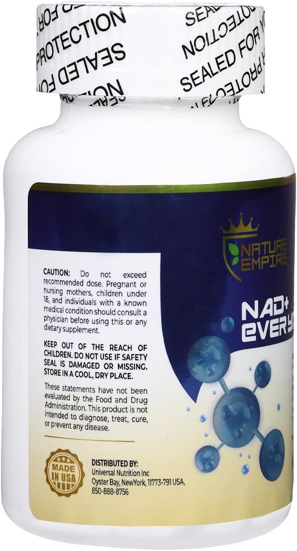 Nature Empire NAD+ Ever Youth – Cellular Renewal Supplement with L-ErgothioneineNicotinamide Riboside (NR) &amp NAD+ Antioxidant Support for Energy &amp Aging Health 60 Vegan Capsules