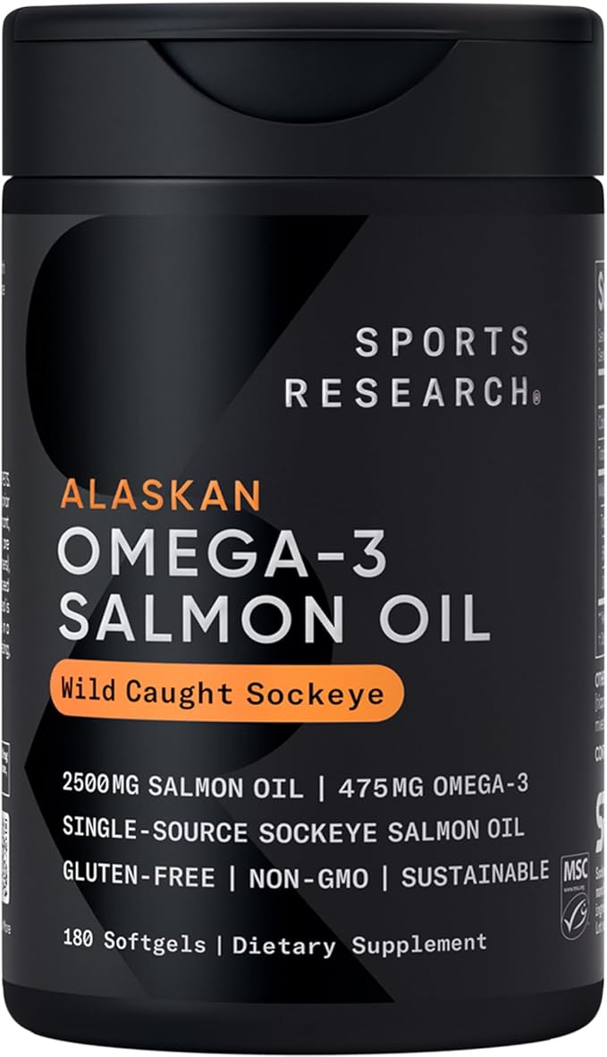 Sports Research® Supplements Pack - Omega 3 Salmon Oil + Vegan Vitamin D 5000iu &amp Mk7 Vitamin K 100mcg + CoQ10 (100mg)
