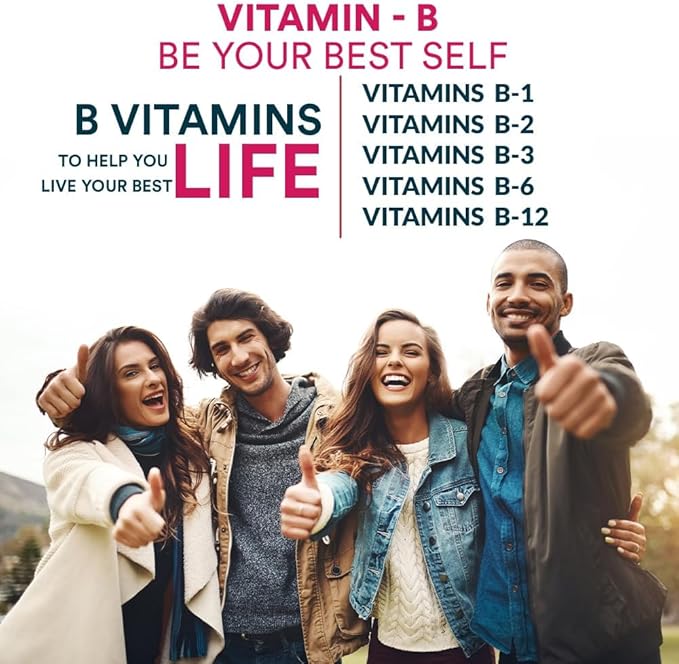 Vitamin B Complex Capsules with RDA for B12 Supplement for Hair Growth Metabolism &amp Support Healthy Brain Function (120 Capsules)
