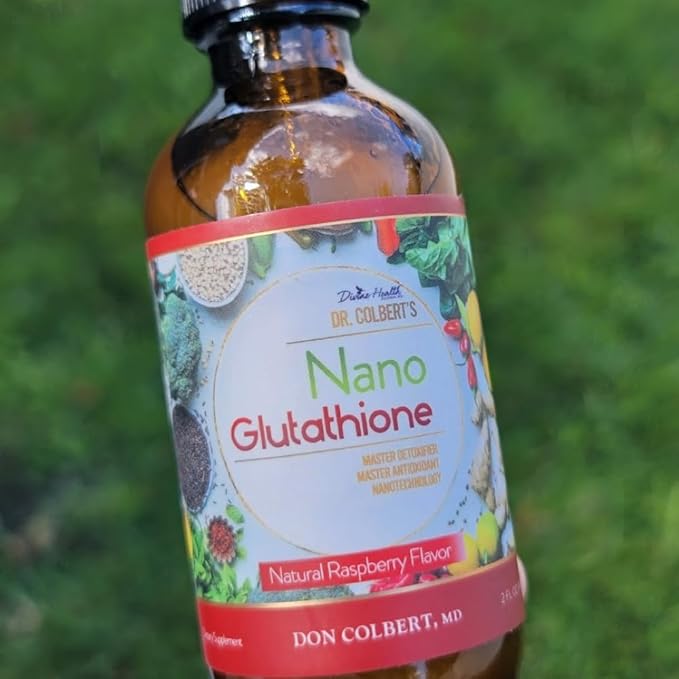Dr. Colbert MD Nano Reduced L-Glutathione Drops | Raspberry Flavor | by Divine Health | Nanonization | Superior Absorption | Includes Vitamin C | Sugar Free | 60 Day Supply | 60ml