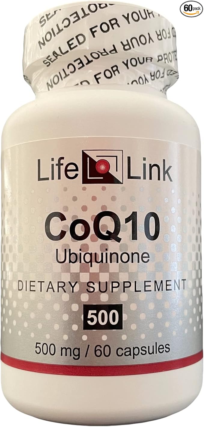 LifeLink CoQ10 | 500 mg x 60 Capsules | Heart Health Energy | Gluten Free &amp Non-GMO | Made in The USA