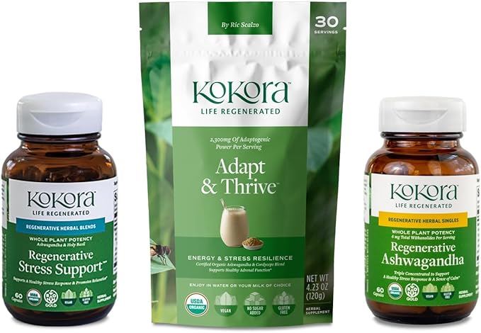 Calm &amp Relaxation Bundle – Organic Adaptogenic Herbal Supplements for Stress Relief Mood Balance &amp Calm Focus – Whole-Plant Regenerative Organic Herbs Non-GMO Vegan