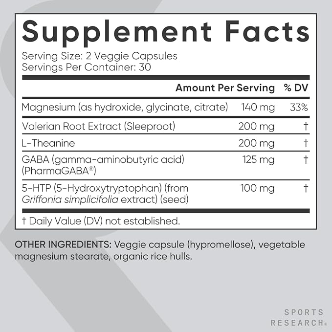 Sports Research® Sleep Pack - Magnesium L-Threonate Capsules 2000mg - High-Absorption Magtein for Enhanced Brain Health Memory Focus &amp Restful Sleep Support + Sleep Complex - Melatonin-Free