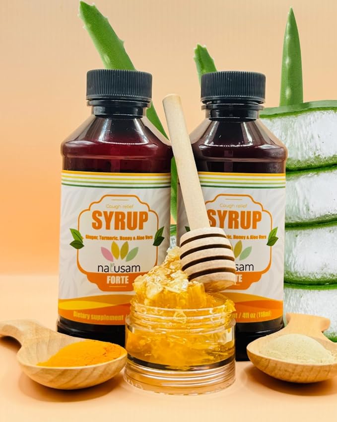 2 Natural Supplement Turmeric Honey Ginger and Aloe Vera - Exotic Spice Flavor - 4 fl oz x 2 Units