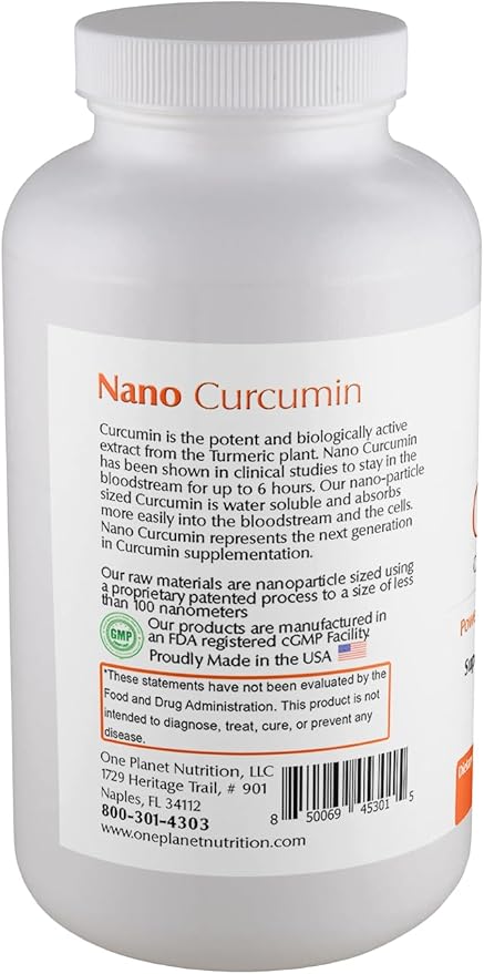 One Planet Nutrition Nano Curcumin 500 mg Veggie Capsules (120 Servings) Nano for High Absorption Supports Immune Health Non-GMO Vegan Gluten-Free