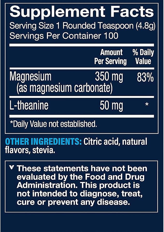 Vthrive Magnesium Relax Powder Supports Stress Relief Muscle Relaxation &amp Enhanced Sleep Quality for Daily Calmness &amp Wellness - Raspberry Lemon Flavor (16.9 Oz. / 100 Servings)