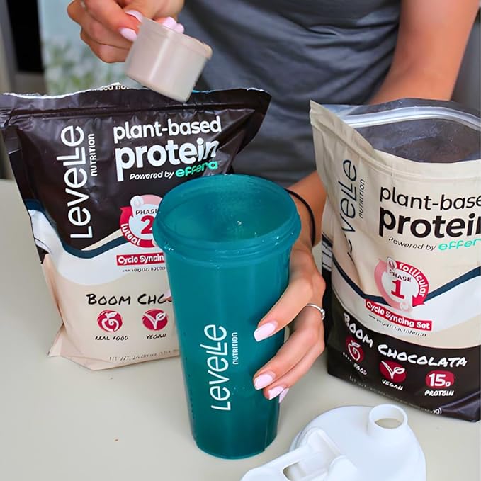 Boom Chocolata Plant-Based Protein Powder - Phase 1: Follicular | Pea &amp Pumpkin Protein | Iron Fiber &amp Vegan Lactoferrin | No Artificial Sweeteners
