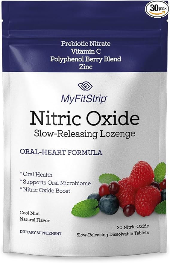 Nitric Oxide Lozenges - Oral Health &amp Cardiovascular Support - Prebiotic Nitric Oxide Vitamin C Polyphenol-Rich Berry Blend and Zinc - 30 Cool Mint
