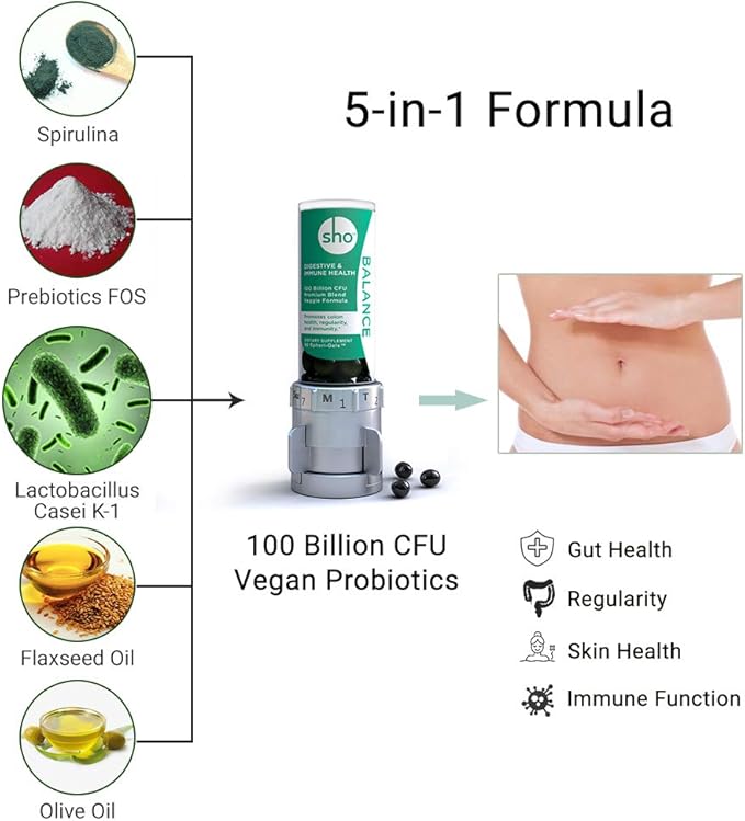SHO Balance Prebiotics &amp Probiotics Bundle Energy+ Matcha Extract &amp Vitamin B Complex Supplements