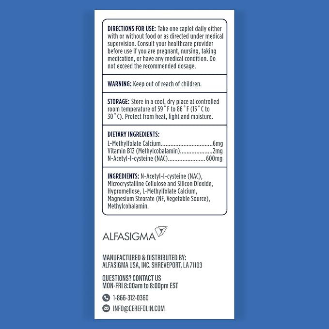 Brain Wellness Targeted Nutrition for Cognitive Support Improves Memory Focus &amp Concentration L-Methylfolate NAC B12 Neurologist Recommended (30 Count)