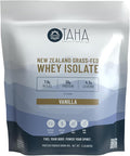 Taha Health &amp Nutrition Vanilla Whey Protein Isolate Powder 30g Protein 7.9g BCAAs 4.3g Leucine | New Zealand Free-Range Grass-Fed Dairy | Gluten-Free Keto Kosher | 2LB 25 Servings