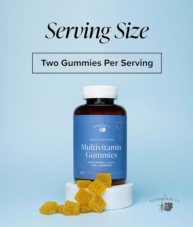 The Elderberry Co. Adult Multivitamin Gummies with Vitamins A B E K2 and Zinc (90)