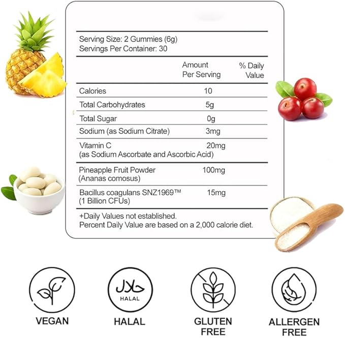 Feminine Balance Gummies for Women - Vegan Pineapple Flavor Gummy Supplement Supports Vaginal pH &amp Healthy Flora 60 Count for 30 Day Supply
