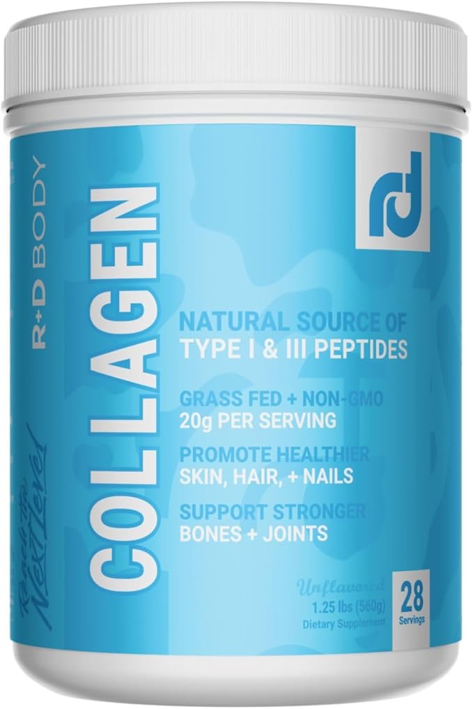 Natural Hydrolyzed Collagen Peptides Powder - Grass-Fed Type I &amp III (20g per Serving) - Supports Skin Hair &amp Nails Plus Joint &amp Bone Support - Unflavored - 28 Servings