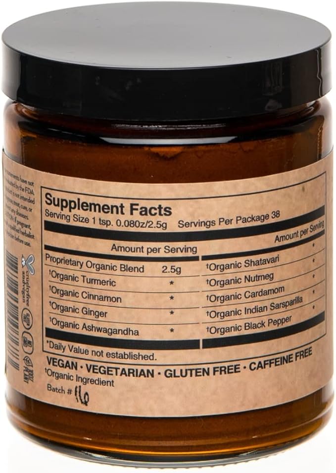 PAAVANI Ayurveda Golden Milk - Made in USA - Ayurvedic Turmeric &amp Ashwagandha Blend - Powdered Supplement - Haldi Doodh - 100% Organic - 38 Servings