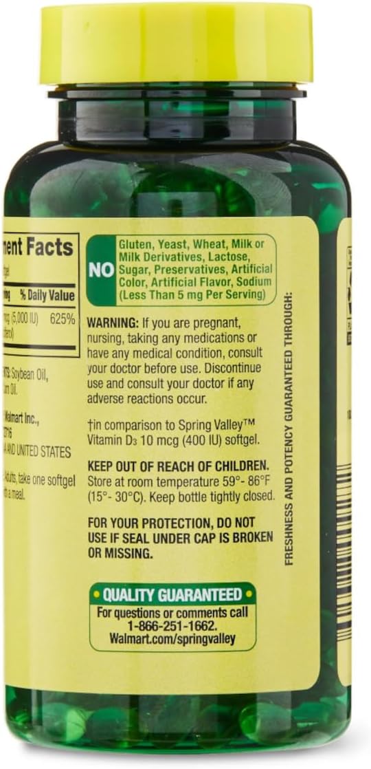 Bundle: Spring - Valley Vitamin D3 Supplement 125 mcg (5000 IU) 250 Softgels + Weekly Pillbox