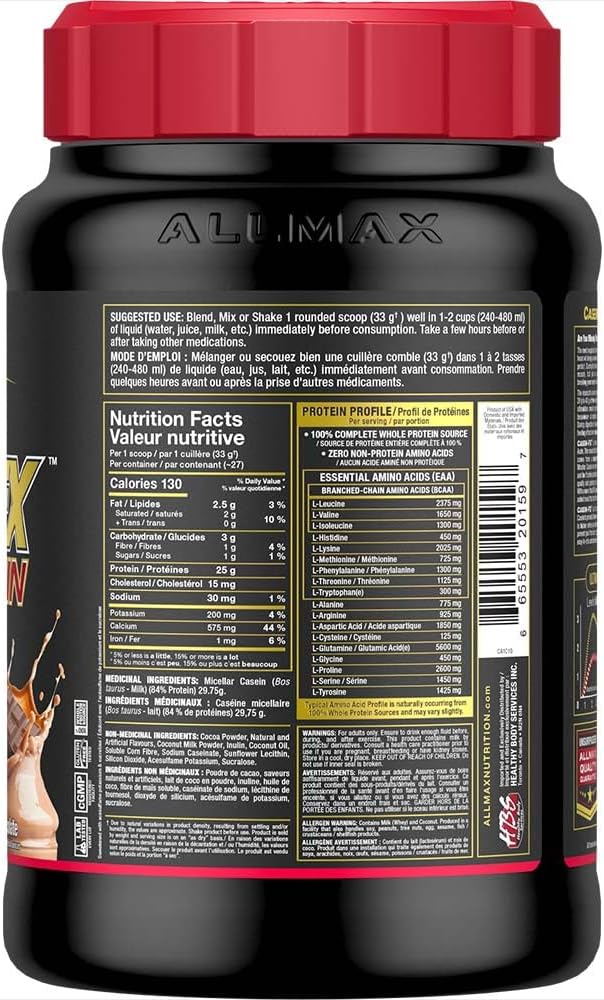 ALLMAX Casein-FX Protein Chocolate - 2 lb - 25 Grams of Slow-Release Protein Per Scoop - Low Carb &amp Zero Added Sugar - Approx. 27 Servings