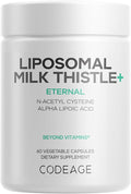 Codeage Liposomal Milk Thistle+ Supplement - Silymarin from Silybum Marianum NAC Artichoke Leaf Dandelion Root Alpha Lipoic Acid BioPerine Liposomal Delivery - Non-GMO - 60 Capsules