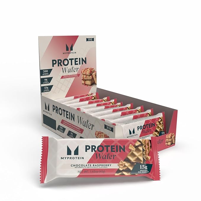 Myprotein Protein Bars Crispy Protein Wafers 15g High Protein Snacks Box of 10 Chocolate Raspberry Wafers Packs Milk &amp Whey Protein Isolate Light &amp Crunchy