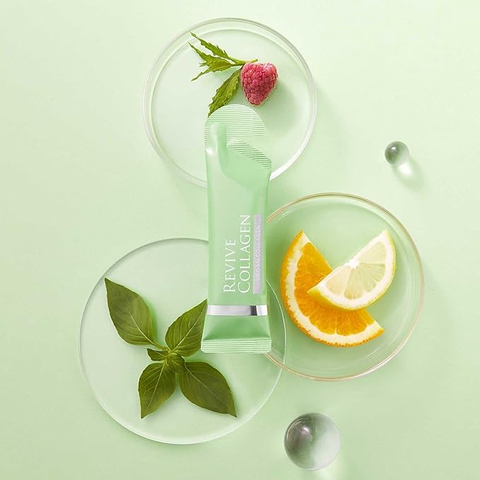 Revive Collagen 2500mg Plant Based Vegan Collagen with Added Vitamin B C D &amp E - Raspberry Flavor (14 Days)