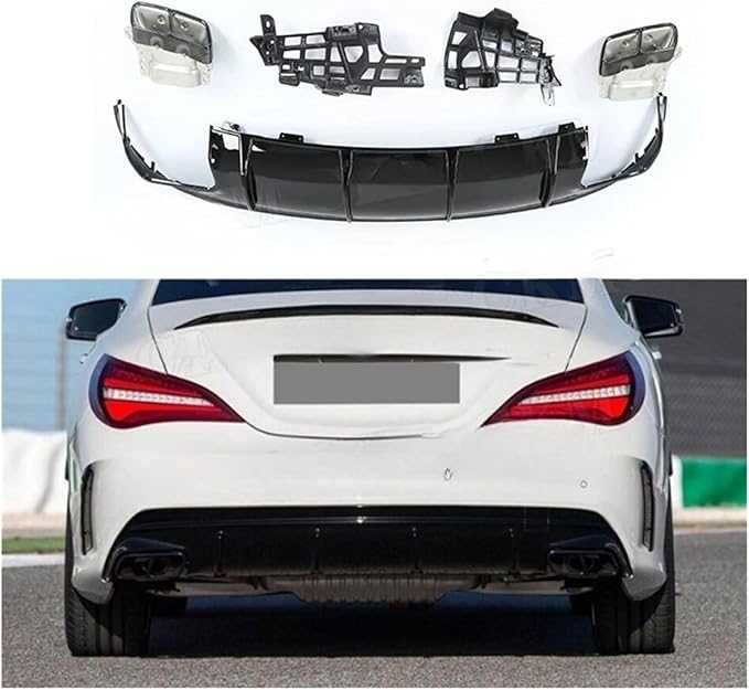 Rear Lip Diffuser with Exhaust Nozzle On Bumper Slide Compatible for Mercedes Benz CLA W117 Class CLA260 CLA4-2018 (Color : 2013-2015 Silver)