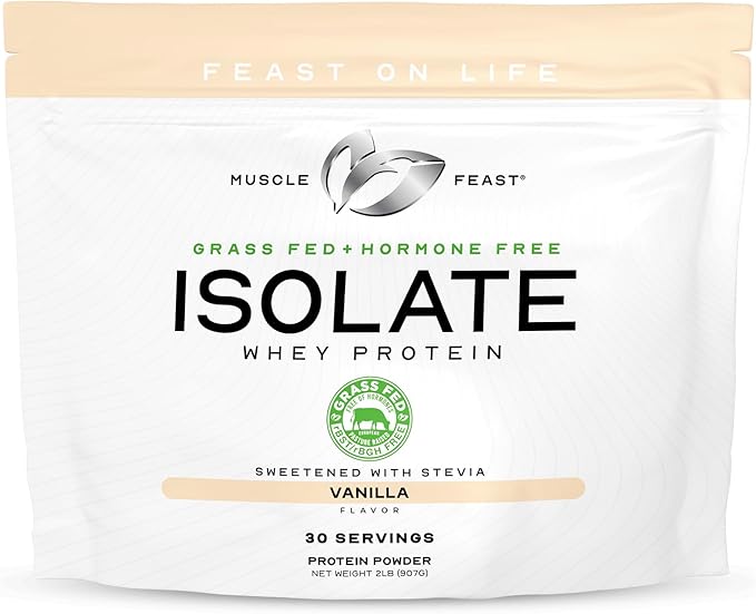 Muscle Feast Creapure Creatine Monohydrate - Unflavored 300g (x1) and Isolate Whey Protein Powder - Vanilla 2lb (x1) - Muscle Recovery and Performance Bundle